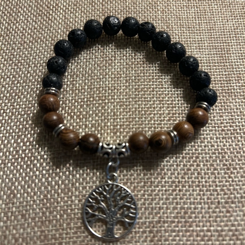 Tree of Life Black and Brown Beaded Bracelet